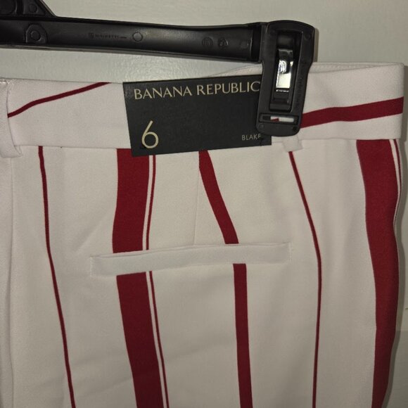 NWT Banana Republic Dress Pants - White/Red Stripes Mid Rise Wide Leg Women's 6 - Picture 5 of 8